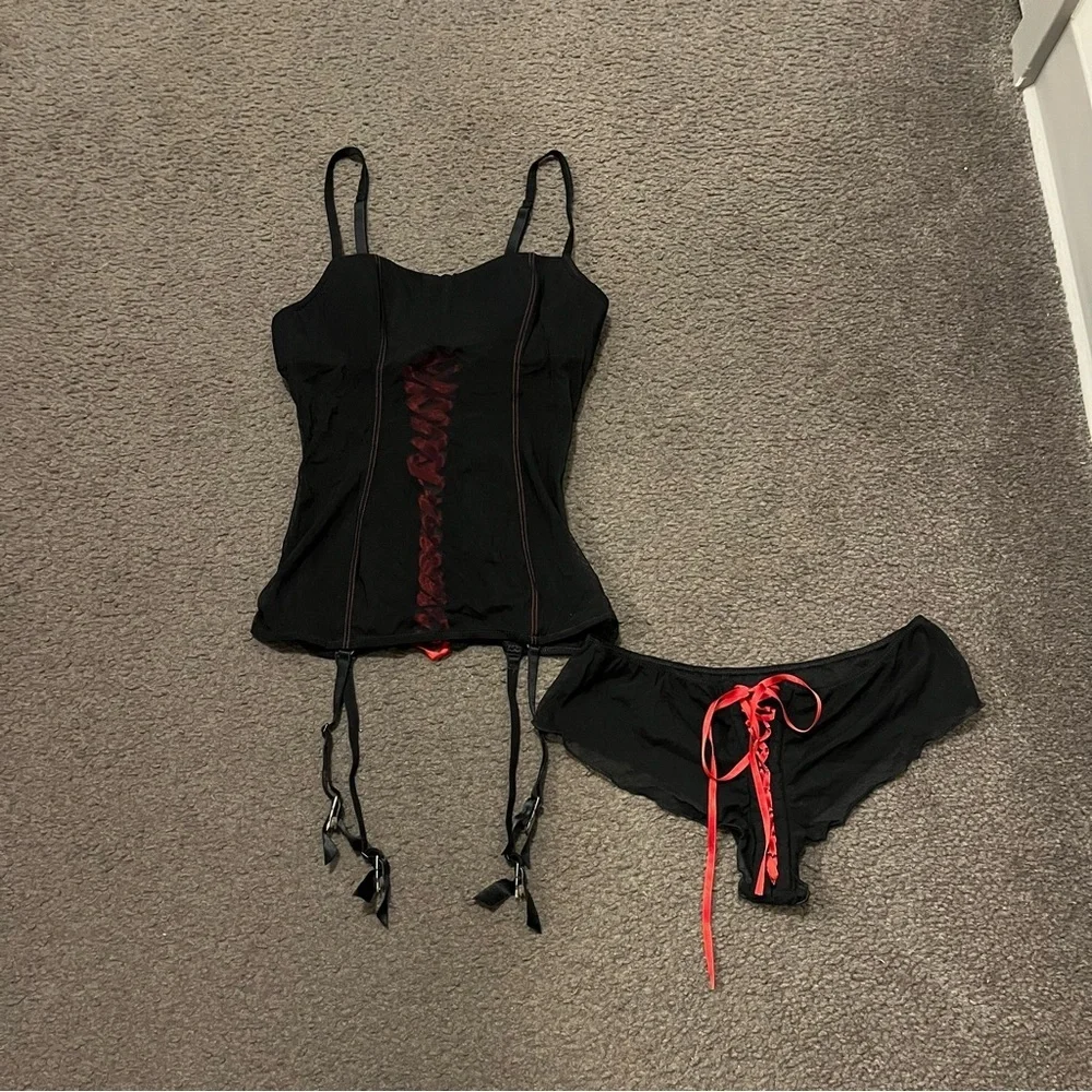 Intimissimi Lace Up Corset & Matching Panties Set
